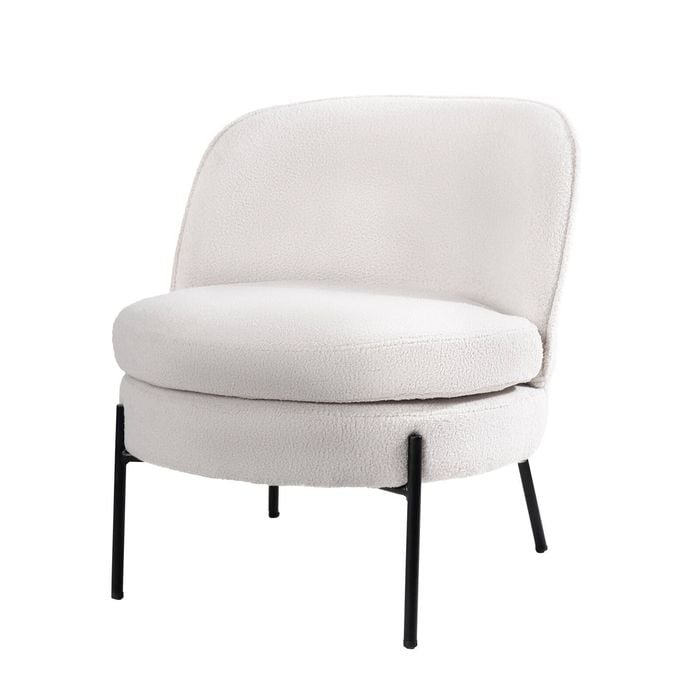 Oikiture Armchair Lounge Chair Accent Couch Chairs Padded Sofa Boucle White