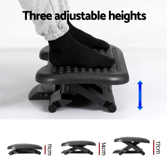 Artiss Foot Rest Stool Office Under Desk Fold Footrest Massage Cushion Pad Black