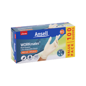 Vileda Ansell WORKmates® Latex Disposable Gloves 100pk - Medium/Large