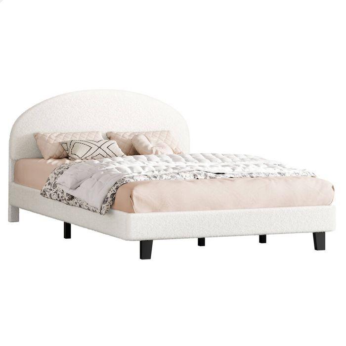 ALFORDSON Bed Frame King Boucle Mattress Base White