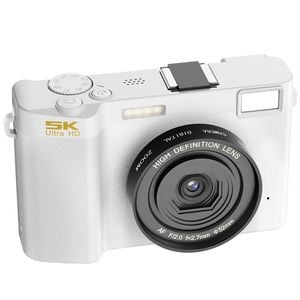 64MP 5K UHD Digital Camera 3" IPS Display WiFI 18x Zoom - White