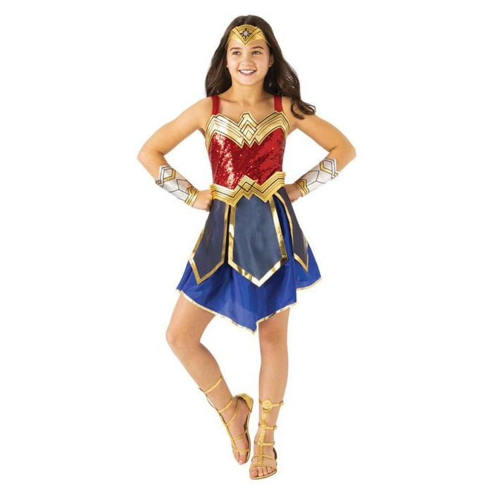 Wonder Woman 1984 Deluxe Child Halloween Costume, Red Sequin Dress with Accessories, 6-8 YRS