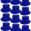 12x GLITTER TOP HAT Fancy Party Plastic Costume Tall Cap Fun Dress Up BULK Blue