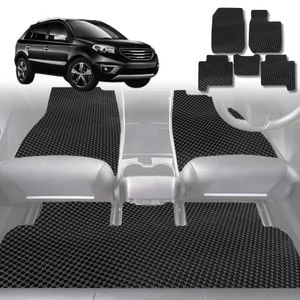 6D Diamond Car Floor Mats for Renault KOLEOS 2016-Current-Full Set-Black-Outback GT