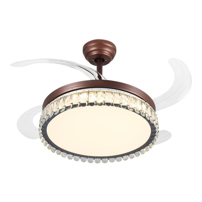 Windora Thalia 42" Bronze Crystal Chandelier DC Ceiling Fan w/ 3CCT LED Remote Control