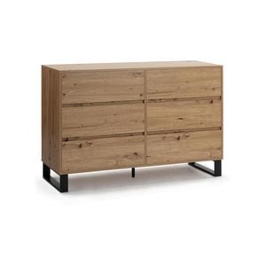 Caleb Chest 6 Drawers Industrial Lowboy Storage Dresser Storage Cabinet Woodgrain