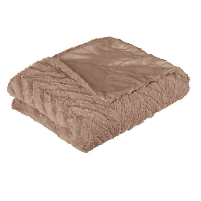 Ottawa Plush Faux Fur Throw Rug Champagne 125 x 150 cm
