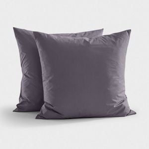 Dreamaker 300tc Cotton Percale Euro Pillowcase Charcoal Twin Pack