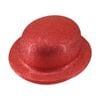 GLITTER BOWLER HAT Fancy Party Plastic Costume Cap Fun Dress Up Sparkle Red