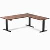 Desky L-Shape Sit to Stand Walnut Hardwood Desk 1800x1750mm Matte Black Height Adjustable Leg