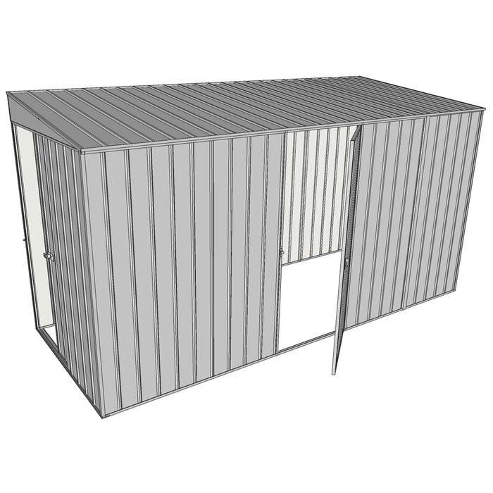 Build-a-Shed 1.5 x 3.7 x 2m Sliding Door Tunnel Shed with Hinged Side Door - Zinc