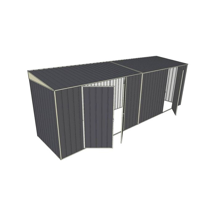 Build-a-Shed 1.5 x 6 x 2m Skillion Double and Single Hinged Side Doors Shed - Grey
