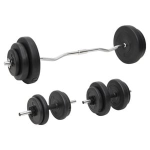 vidaXL Barbell and Dumbbell with Plates 60 kg Exercise Free Weight Plate Set