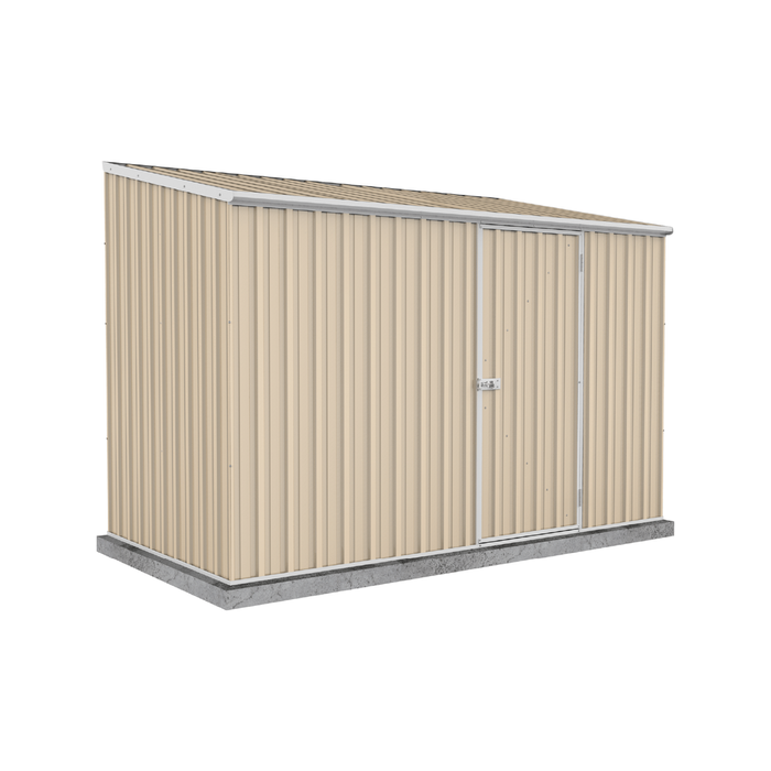 Absco Sheds 3.0 x 1.52 x 2.08m Classic Cream Space Saver Single Door Garden Shed