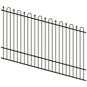 ProtectorAl 1201-2400W x 1500H Satin Black Loop & Spear Top Pool Fence Panel Raked Up to 15º - Black