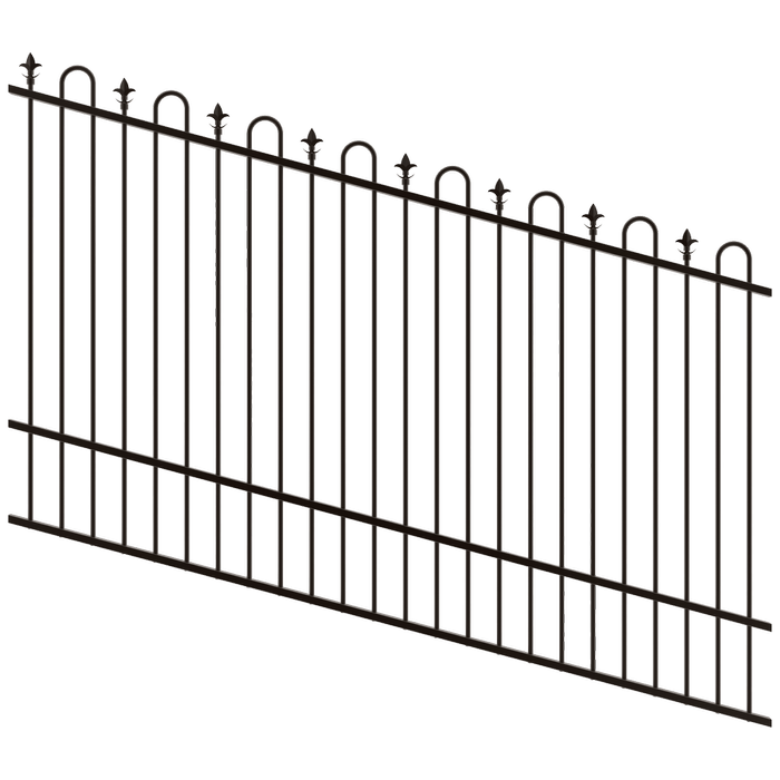 ProtectorAl 1201-2400W x 1500H Satin Black Loop & Spear Top Pool Fence Panel Raked Up to 15º - Black