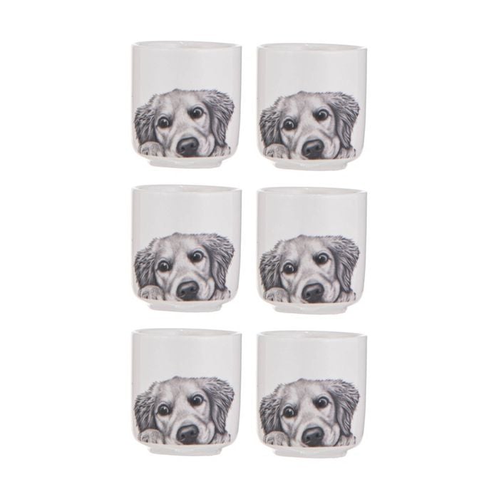 3x 2pc Ashdene Peeking Pups Ceramic Egg Cups Serveware Set Golden Retriever