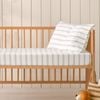 Dreamaker Baby Bask Washed Cotton Yarn Dyed Stripe Fitted Sheet Set Sage Large Cot