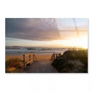 Wooden Bridge Leads Sea  Print 100% Australian Made 150 x 100cm  (Acrylic)