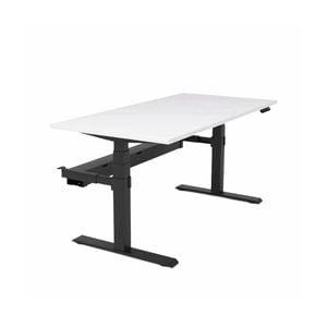 Olg Agile Motion Plus Square Leg Black Frame White Top With Cable Management Scallop Height Adjustable Desk L1800mm X W750mm