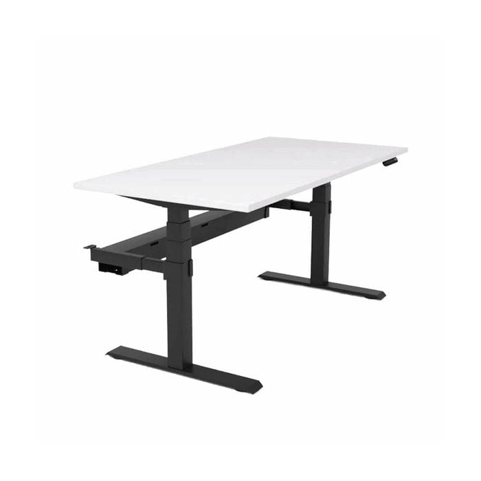 Olg Agile Motion Plus Square Leg Black Frame White Top With Cable Management Scallop Height Adjustable Desk L1800mm X W750mm