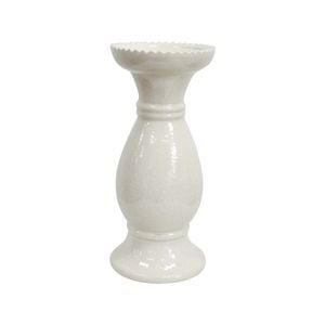 Stoneware Ceramic Lopez 29.5cm Pillar Candle Holder Large - White