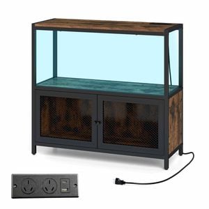 Costway Coffee Bar Cabinet Led Lights Buffet Sideboard Charging 3-tier