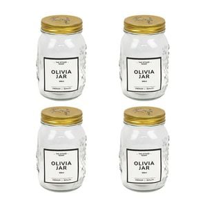 4x Olivia High-quality Secure Versitle Reusable Glass Preserving Jar - 500ml