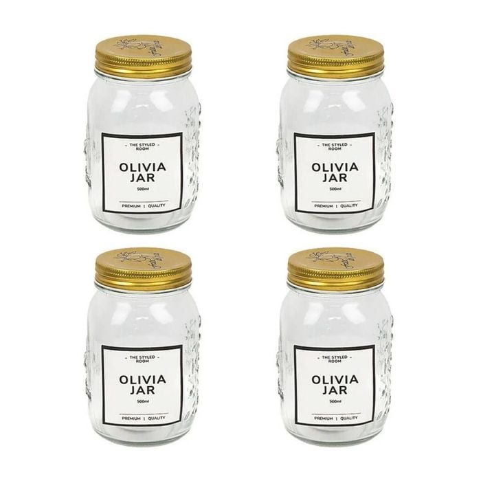 4x Olivia High-quality Secure Versitle Reusable Glass Preserving Jar - 500ml