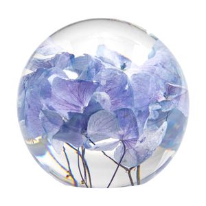 Leni Handcrafted Floral Resin Sphere W/ Real Hydrangeas Flower Clear 8x7.5cm