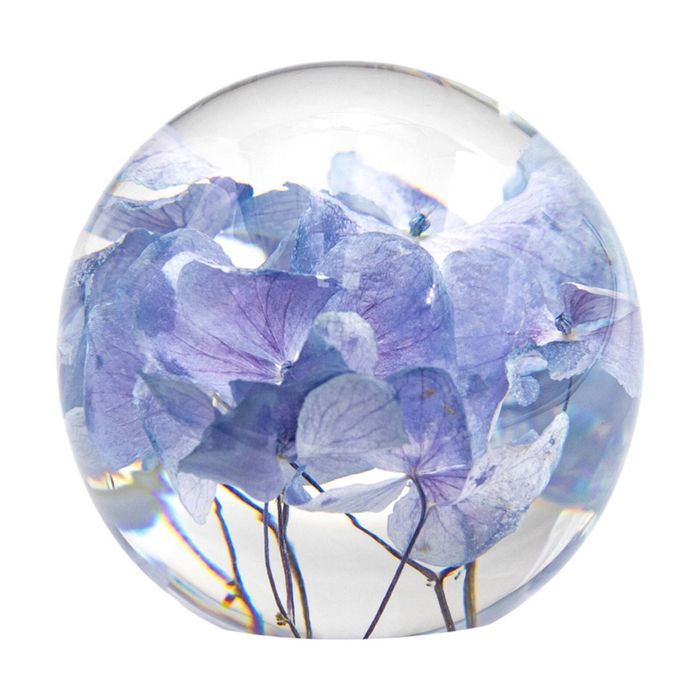 Leni Handcrafted Floral Resin Sphere W/ Real Hydrangeas Flower Clear 8x7.5cm