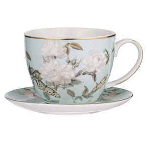 2pc Ashdene Elegant Rose 310ml Fine Bone China Cup & Saucer Set - Mint