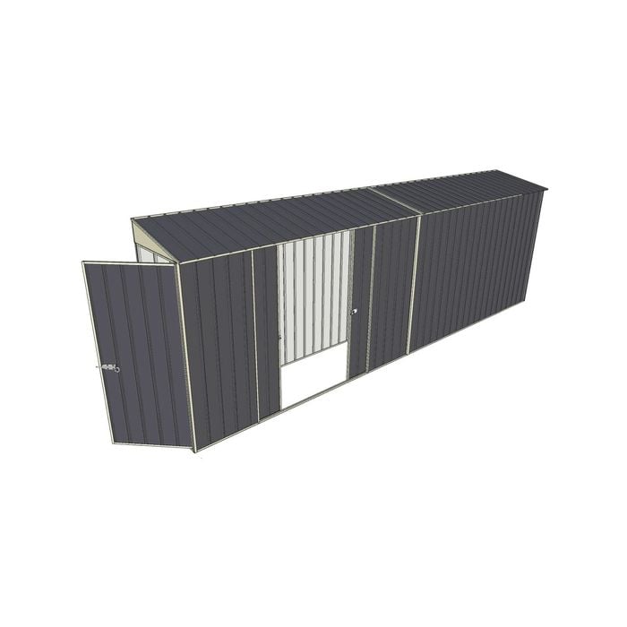 Build-a-Shed 0.8 x 6 x 2m Hinged Door Tunnel Shed with Double Sliding Side Doors - Grey