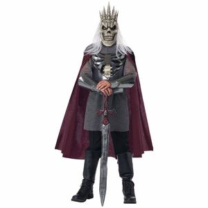 Fearsome Skeleton King Horror Medieval Knight Renaissance Ghost Boys Costume L