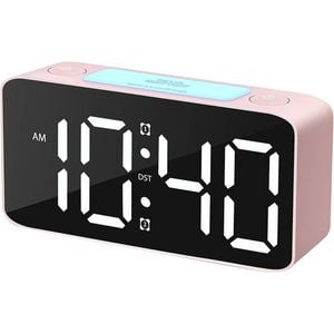 Catzon Digital Alarm Clock With 7 Color Night Light Adjustable Volume-pink