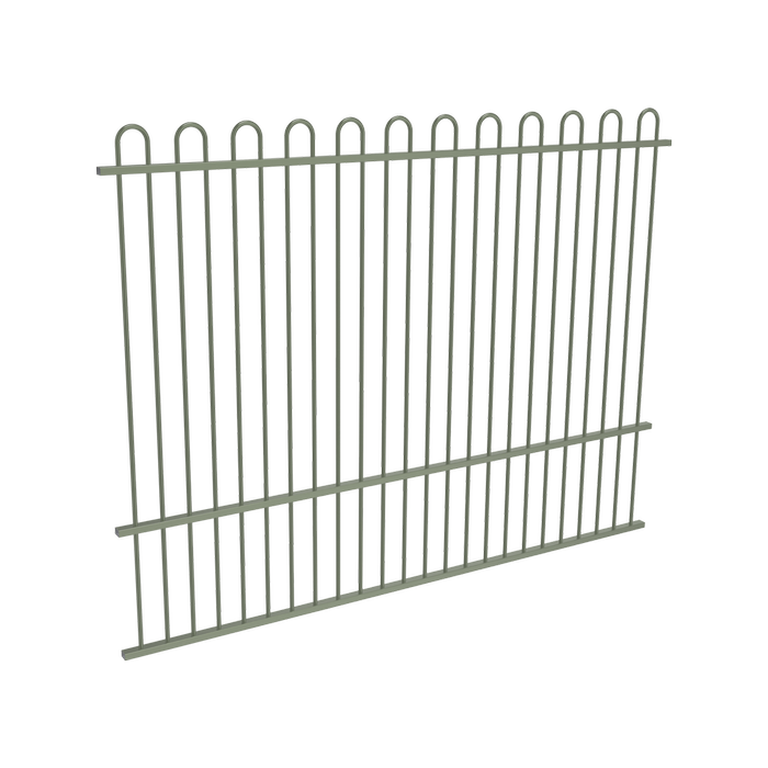 ProtectorAl 1201 - 2399 x 1800mm Pale Eucalypt Aluminium Loop Top Pool Fence Panel With Mid Rail