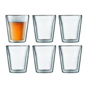 Bodum 10109-10-12  Canteen Double Wall, Medium 0.2l - 6pc Glass Set Clear