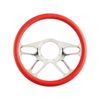 Cal Custom 14" Hustler Billet Aluminium Steering Wheel, Red Leather Half-Wrap