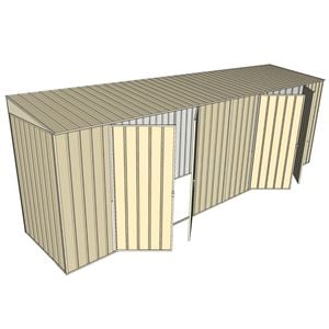 Build-A-Shed 1.2 x 6.0 x 2.0m Skillion Dual Double Hinged Side Doors Shed - Cream