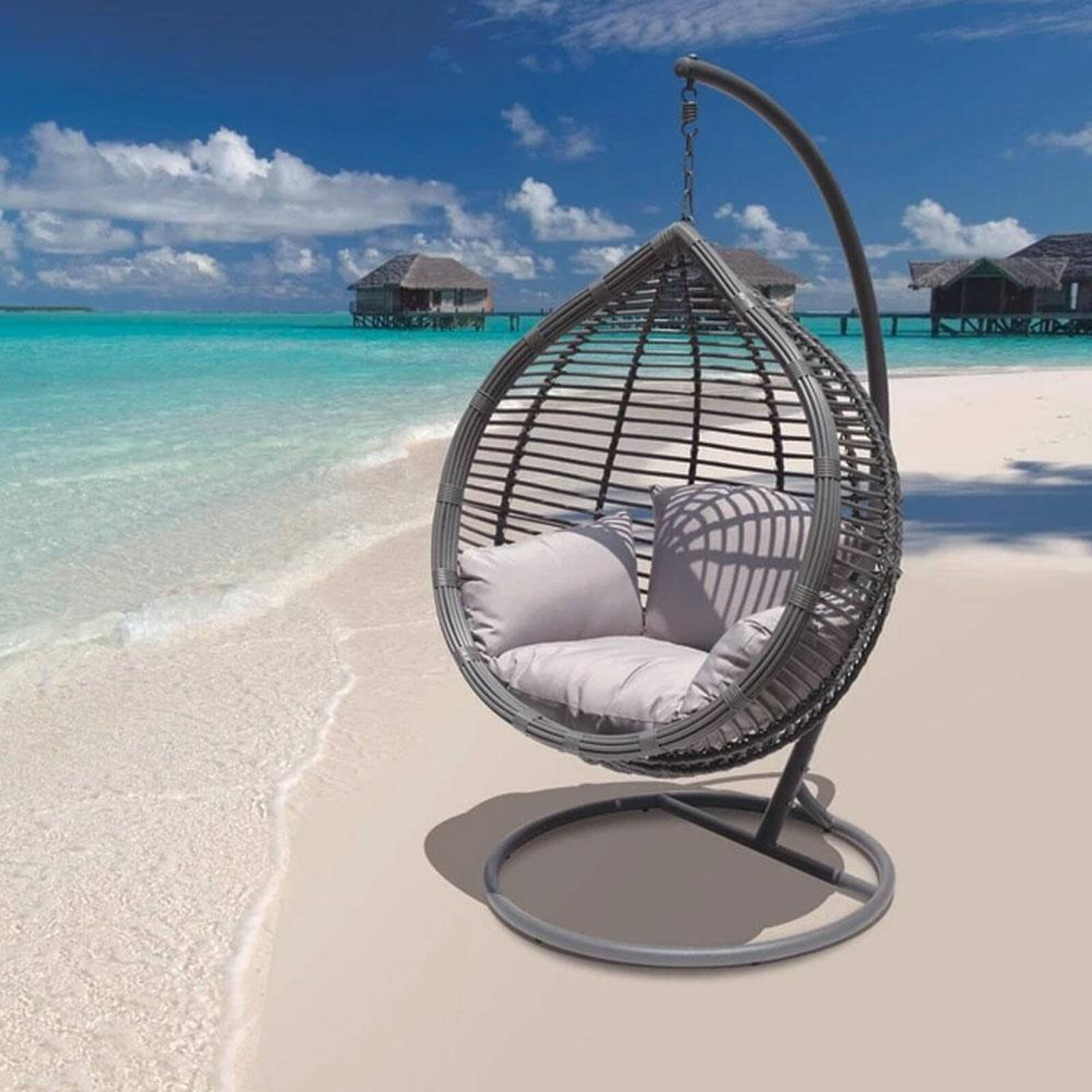 Oceana Outdoor Hanging Egg Chair With Stand Slate Grey Bunnings Australia