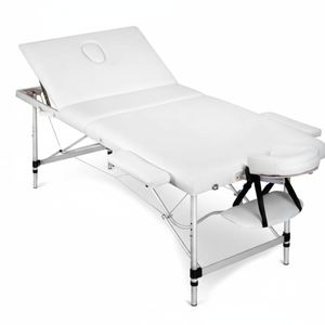 3-Fold Portable Aluminum Massage Table - White