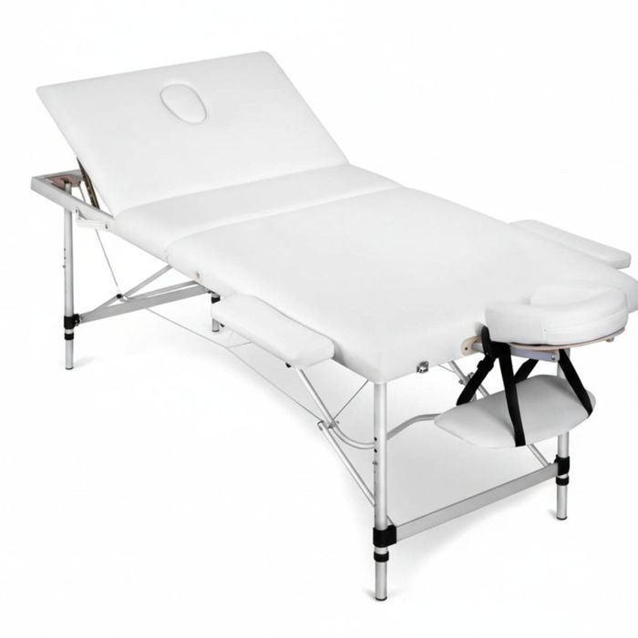 3-Fold Portable Aluminum Massage Table - White