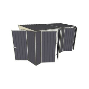 Build-a-Shed 1.5 x 4.5 x 2.0m Tunnel Shed Tunnel Hinged Door Plus Dual Double Hinged Side Door - Grey