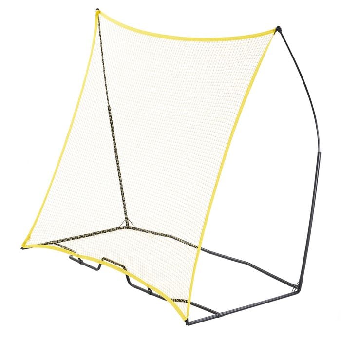 Vevor 221x116x200cm Soccer Rebounder Portable Soccer Trainer Net Yellow with Portable Bag