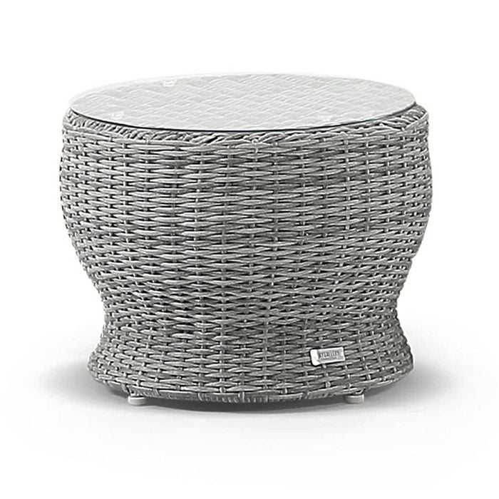 Newport Outdoor Wicker Round Side Table Brushed Grey