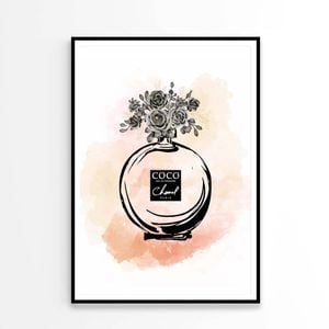 Black Flowers with Elegant Fashion Bottle   Print 100% Australian Made 90 x 120cm   (Poster)