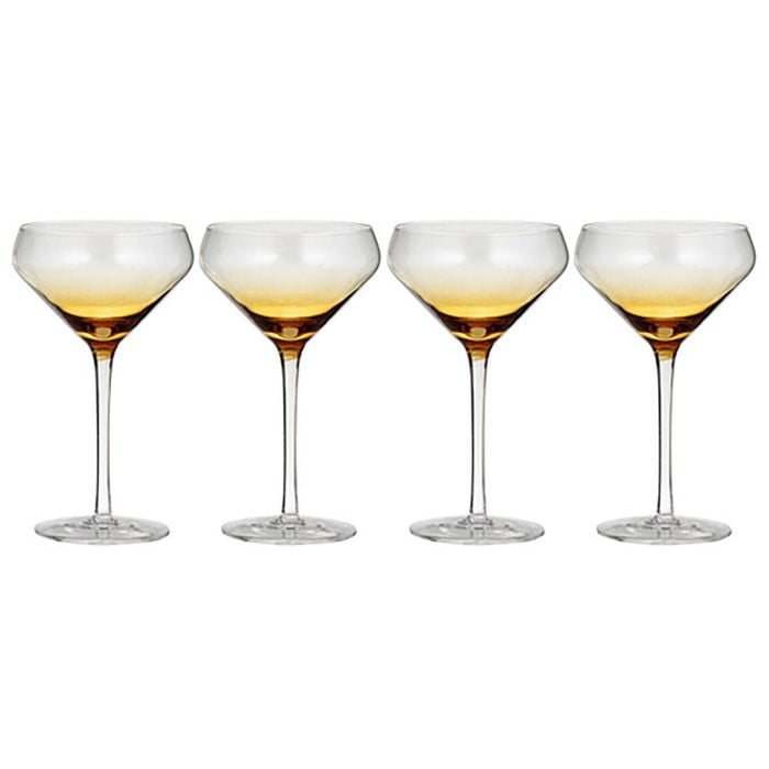 Ladelle Prism Set of 4 Coupe Glasses - Amber