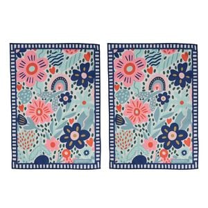 2PK Annabel Trends Waffle Microfibre Tea Towel Rectangular 50x70cm Garden Love
