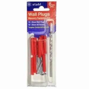 STAHL Masonry Kit 6mm Drill With 35mm Red Wall Plugs