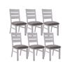 Plumeria Dining Chair Set of 6 Solid Acacia Wood Dining Furniture - White Brush
